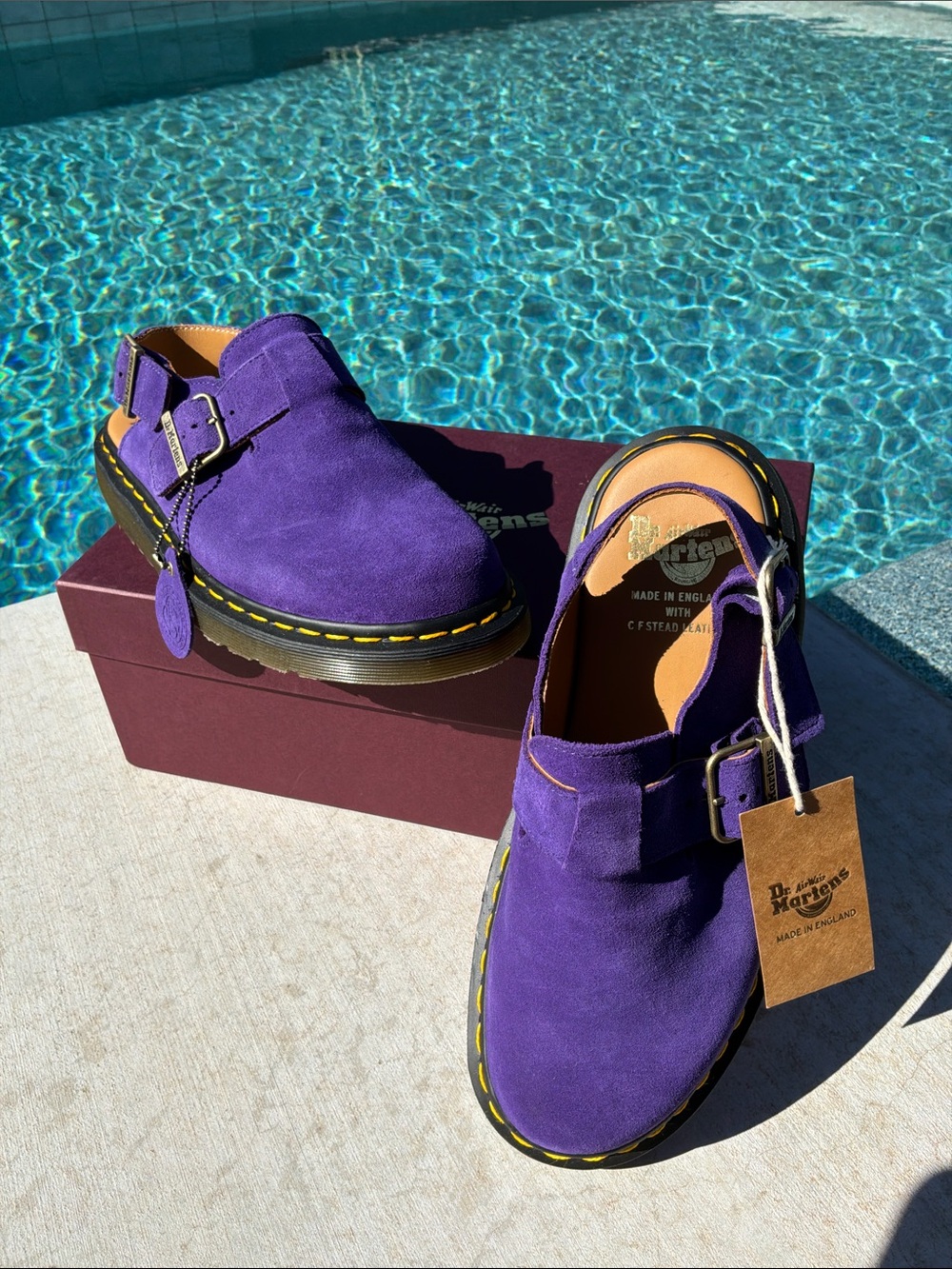 Dr. Martens Jorge Made In England Suede Slingback In Passion Purple NIB Size 10